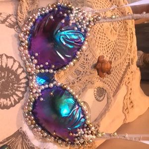 Mermaid pearl lace Rave/ costume bra . 34B